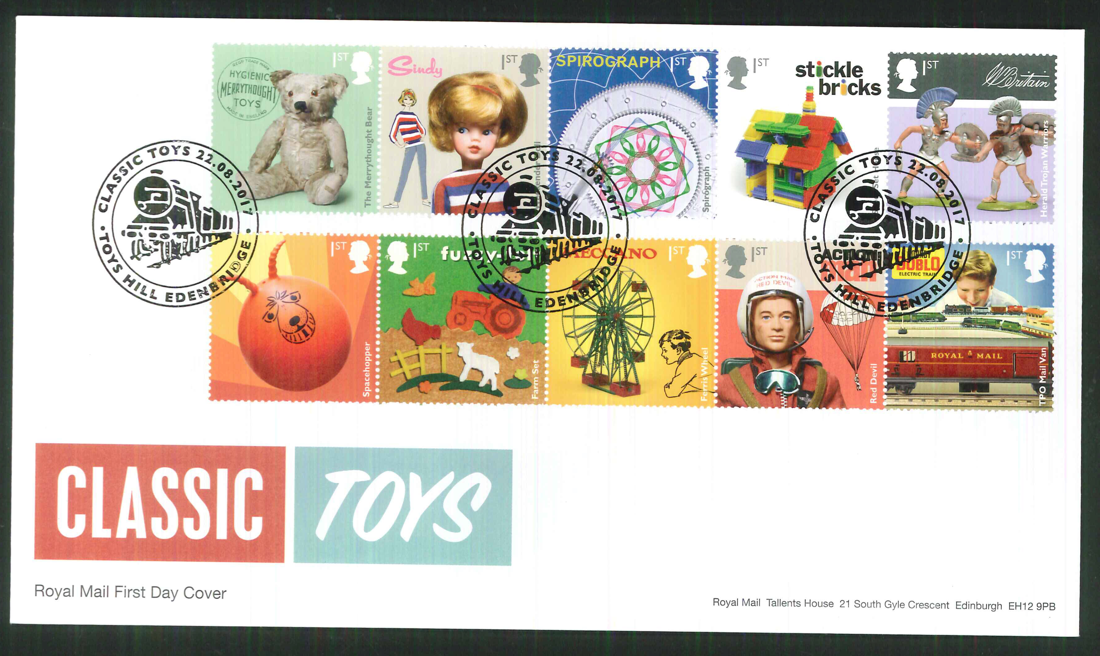 2017 - First Day Cover "Toys" - ( Train )Toys Hill Edenbridge Postmark - Click Image to Close